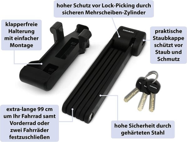 Langes Sicherheits-Faltschloss "Mailand" – Bild 3